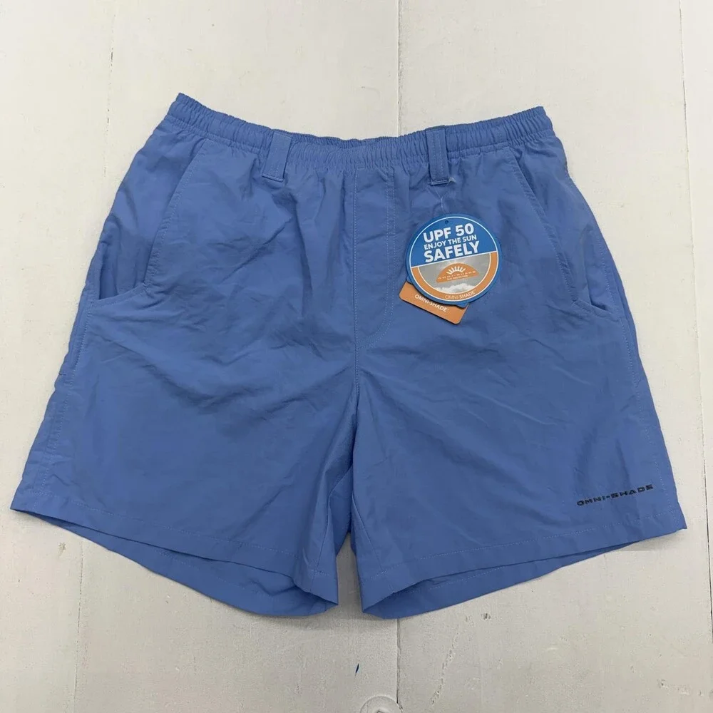 Columbia Swim Shorts Mens Small Blue PFG Backcast III Omni-Shade UPF 50 Lined